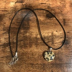 Synthetic Dalmatian Jasper Heart Necklace